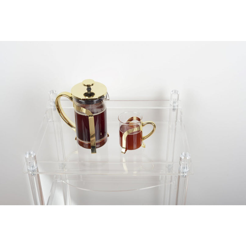 Glazen koffiezetapparaat met 9x9x18 cm vergulde metalen decor