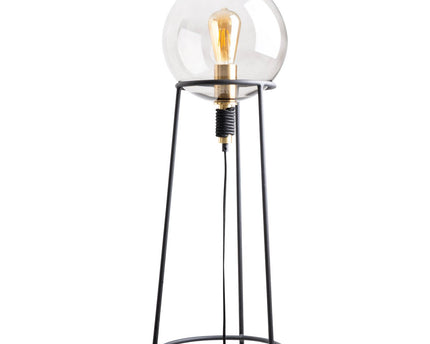 Stapellamp "stelo", moderne vloerlamp gemaakt van zwart metaal en rookglas, E27 -aansluiting, 128,5 cm hoog, voor eetkamer, woonkamer, gang of kantoor,