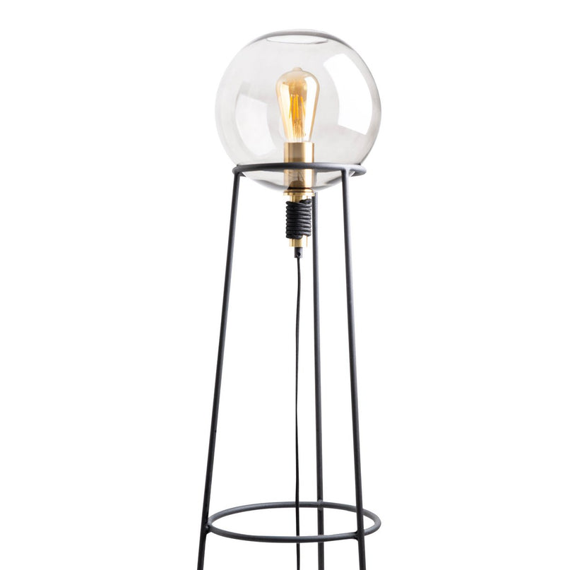 Stapellamp "stelo", moderne vloerlamp gemaakt van zwart metaal en rookglas, E27 -aansluiting, 128,5 cm hoog, voor eetkamer, woonkamer, gang of kantoor,