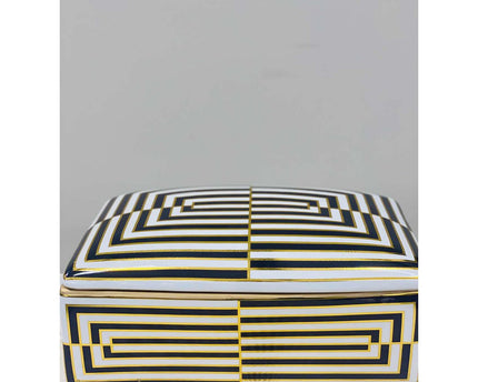 Moderne huisdecoratie opbergdoos met zwart-wit gouden rand