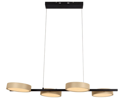 Led hanger lamp "Tessa" amandel, 150 cm hoog, 110 cm lang, gemaakt van metaal in matte amandel (Pantone 481 C) en zwart -wit plastic