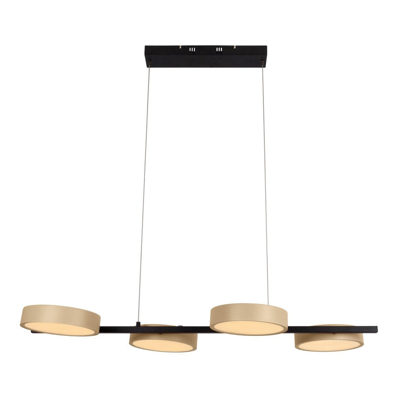 Led hanger lamp "Tessa" amandel, 150 cm hoog, 110 cm lang, gemaakt van metaal in matte amandel (Pantone 481 C) en zwart -wit plastic