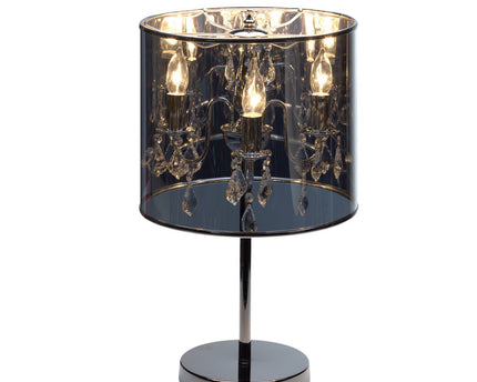 Deko-Table Light "Marella" 56 cm hoog, Ø 33 cm, gemaakt van metaal, film en acryl in de kleuren chroom en helder.