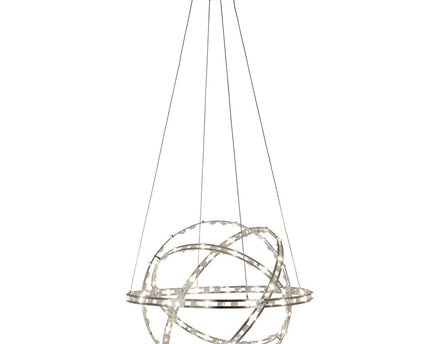 LED -hanglamp "Cosmos" metaal en plastic in chroom, Ø60 cm, met stevig ingebouwde LED's, verlichting voor woonkamer, eetkamer of kantoor.
