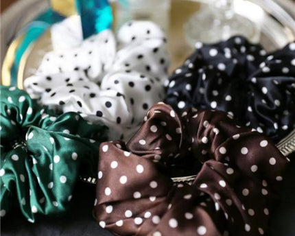 Polka Dot 100% zijden haarscrunchie - 6 cm breed