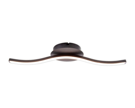 LED-wand/plafondlicht "Onda", metalen plafondlamp en plastic in het zwart, met stevig ingebouwde LED's, verlichting voor woonkamer, kantoor of nachtkastje 45 cm lang