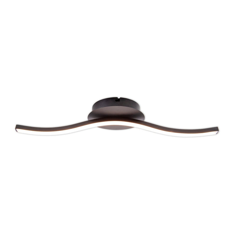 LED-wand/plafondlicht "Onda", metalen plafondlamp en plastic in het zwart, met stevig ingebouwde LED's, verlichting voor woonkamer, kantoor of nachtkastje 45 cm lang