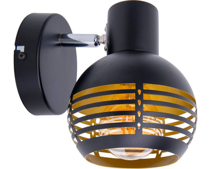 1er muur- en plafondlamp, plek "casco" gemaakt van metaal in zwart en goud, met E27 -aansluiting, 23 x 12 x 14 cm. Stijlvolle verlichting voor woonkamer, eetkamer of keuken.
