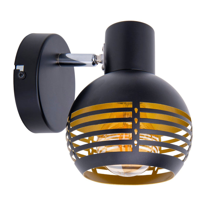 1er muur- en plafondlamp, plek "casco" gemaakt van metaal in zwart en goud, met E27 -aansluiting, 23 x 12 x 14 cm. Stijlvolle verlichting voor woonkamer, eetkamer of keuken.