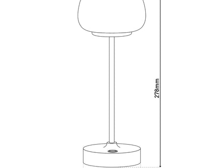 LED -batterij/ tafellamp "Pina" 30 cm hoog, gemaakt van metaal (beige) en glas (wit), geïntegreerde LED's, warm wit