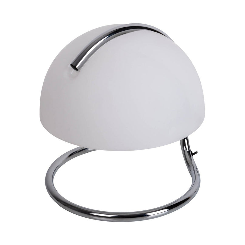 Tafellamp "Burano" wit, ca. 25 cm hoog, Ø 23,5 cm, gemaakt van chroom -gekleurd metaal en zwart glas, E27.