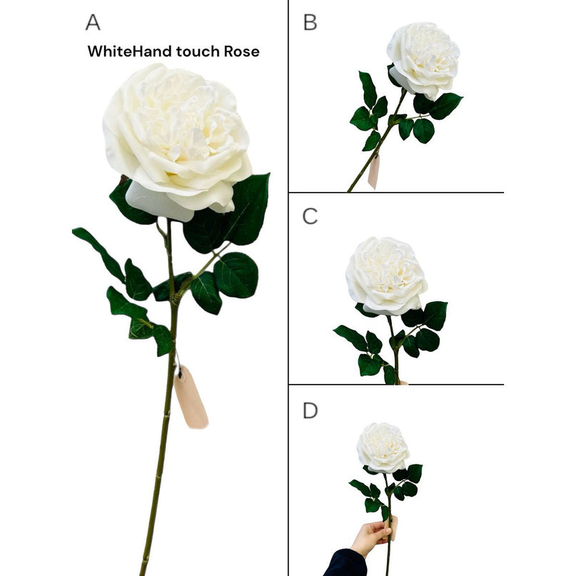 QMF Hand Touch Rose 65cm WIT 2PCS