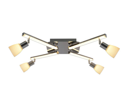 LED -plafondlicht "Ibiza" 68 cm lang, gemaakt van chroom -gekleurd metaal, glas en plastic