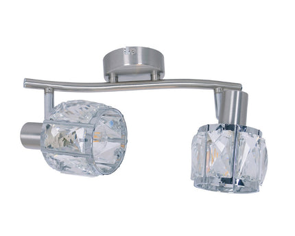2-serie geleide plek "Josefa", metalen plafondlamp en glas in roestvrijstalen look, met E14-versie Filamentlampen inbegrepen, voor woonkamer, eetkamer, gang of gang 28 x 8 cm