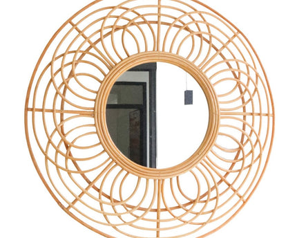 Ronde Rotan Spiegel 58 cm | Handgemaakte Boho Wandspiegel PUTUK