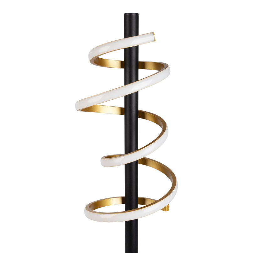LED staande lamp "Belleza", moderne metalen vloerlamp en plastic in zwart, goud en wit, met stevig ingebouwde LED's, 140 hoog, verlichting voor woonkamer, eetkamer, slaapkamer of kantoor.