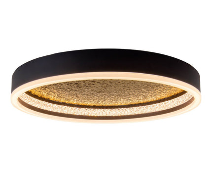 LED -plafondlamp Arany, plafondlamp gemaakt van metaal en plastic in zwart, met stevig ingebouwde LED's, dimbare, 40 cm diameter