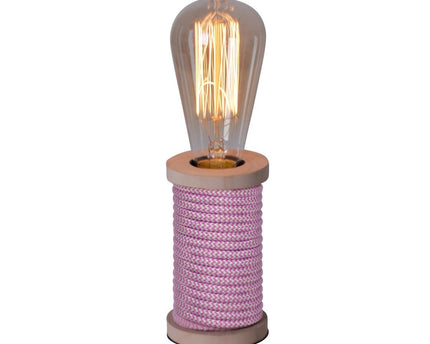 Tafellamp max. 12 cm hoog, decoratieve tafellamp gemaakt van metaal en plastic en textielmateriaal in roze wit, E27 -aansluiting, tafellamp voor eetkamer, keuken, kinderkamer, gang