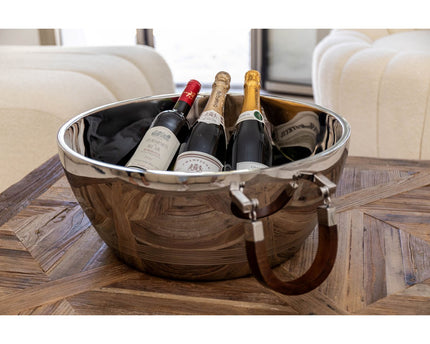 Dubbele muur champagne emmer met houten handvat 48x48x20cm