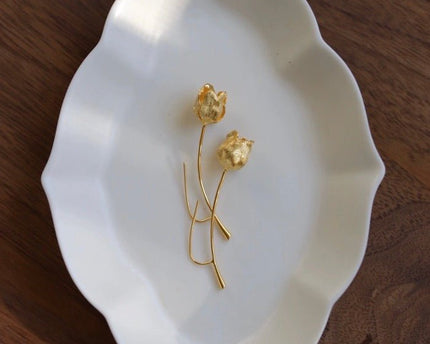 Unieke Tulpbloem Longline Oorbellen