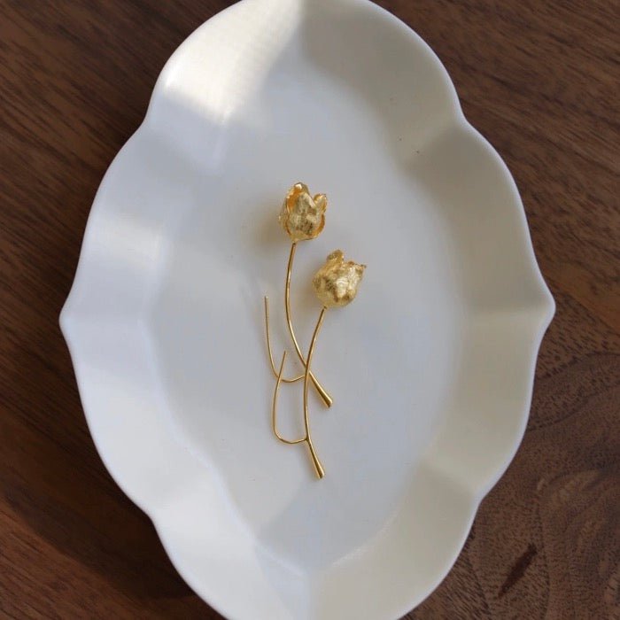 Unieke Tulpbloem Longline Oorbellen