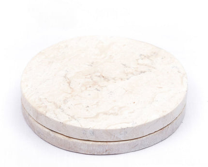 Ronde marmeren onderzetters set van 4 of 8 handgemaakte RANUKA (wit)
