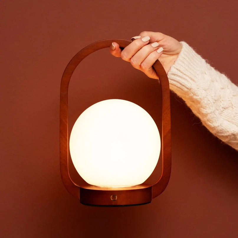 Skye kastanjebruine houten draadloze lamp | Oplaadbaar en dimbaar