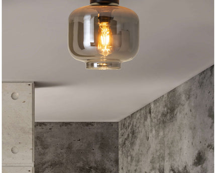 Plafondlamp "vaso", retro, plafondlamp, metaal en rookglas in antraciet, E27 -aansluiting, voor eetkamer, woonkamer, gang of kantoor, met een Øvon 25 cm