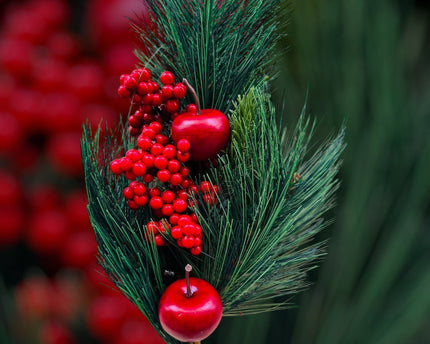 Appel kerstbloemcombinatie  | Zijden kunstbloem | Lengte 61cm  1pcs