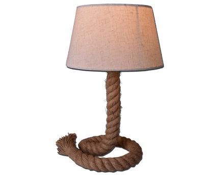 Tafellamp met tekstblazer "touw", tafellamp gemaakt van metaal, plastic, jute en textiel in wit, met E14 -versie, voor woonkamers, gang of kantoor, 40 cm hoog