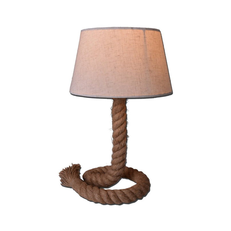 Tafellamp met tekstblazer "touw", tafellamp gemaakt van metaal, plastic, jute en textiel in wit, met E14 -versie, voor woonkamers, gang of kantoor, 40 cm hoog