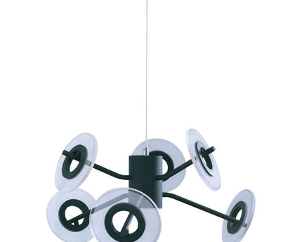 Led hanglamp "discus" gemaakt van zwart metaal en wit plastic met stevig gebouwd -in LED's, hangende lamp voor eetkamer, woonkamer, gang of kantoor met een Øvon ca. 57 cm