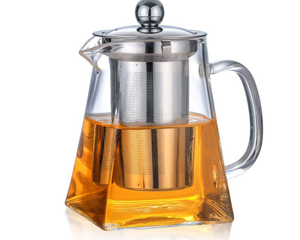 Vierkante theepot met 650 ml roestvrijstalen filter