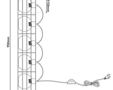Glasse-stand-lamp "Cesta" vloerlamp gemaakt van zwarte metalen draad en getinte glas, met E27-aansluiting, 95 cm hoog, voor eetkamer, woonkamer, gang of kantoor,