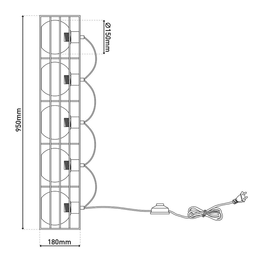 Glasse-stand-lamp "Cesta" vloerlamp gemaakt van zwarte metalen draad en getinte glas, met E27-aansluiting, 95 cm hoog, voor eetkamer, woonkamer, gang of kantoor,