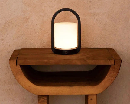 George donkerbruine houten lamp – oplaadbaar, dimbaar en draagbaar
