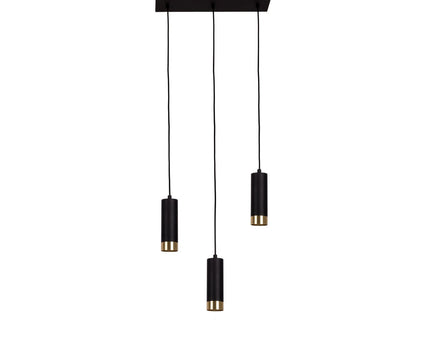 3 hanglamp "Fridu" gemaakt van metaal in Matt Black, met Gu10 -basis, 48 cm lang