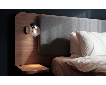 Glazen wandvlek "fumoso", wandlamp gemaakt van zwart en rookglas in zwart en de natuur, met E14 -aansluiting, voor eetkamer, woonkamer, gang of kantoor, lamp voor woonkamer, eetkamer, gang of gang 16 x 14 cm