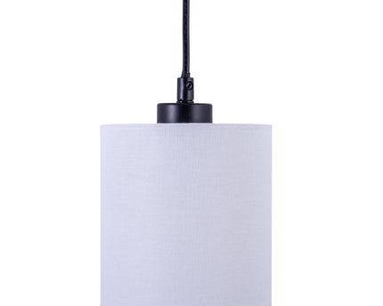 4 hanglamp "Malta" gemaakt van metaal en hout, met textielparaplu's in grijs en wit, E27 -aansluiting, verlichting voor woonkamer, kantoor of nachtkastje