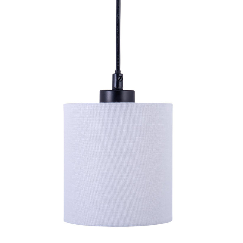 4 hanglamp "Malta" gemaakt van metaal en hout, met textielparaplu's in grijs en wit, E27 -aansluiting, verlichting voor woonkamer, kantoor of nachtkastje