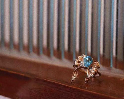 Princess Style Blue Topaz -ringen - verstelbaar