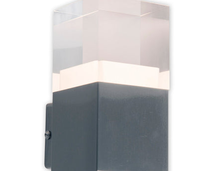 LED externe wandlamp "Leah" gemaakt van metaal en plastic in stalen blanke, geïntegreerde LED