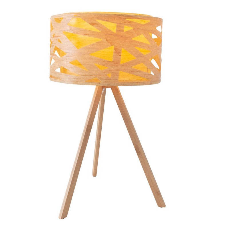 Tafellamp "Finja" gemaakt van natuurlijk gekleurde plastic/holzimitatie, met E27-versieverlichting voor woonkamer, eetkamer of kantoor, 55 cm hoog