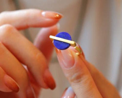 Minimalistische lapis lazuli ronde edelsteenring - verstelbaar