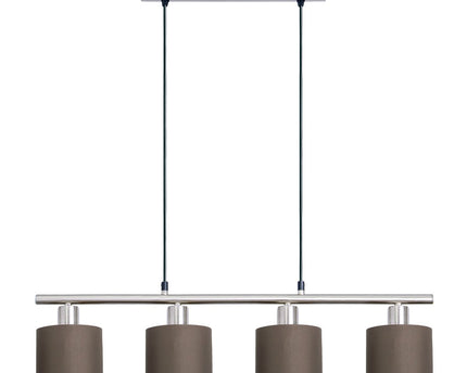 4 hanger lamp "maron" gemaakt van metalen satine-meter met stof paraplu's in bruin, met E14-aansluiting, lamp voor woonkamer of eetkamer, 71,5 x 12 cm