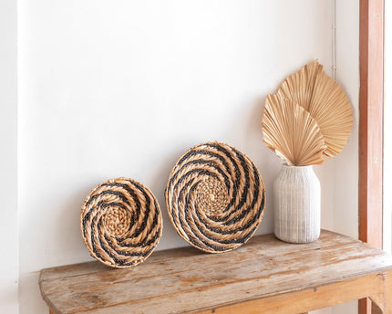 Ronde wandmand of decoratieve schaal BANDUNG van waterhyacint (2 maten)