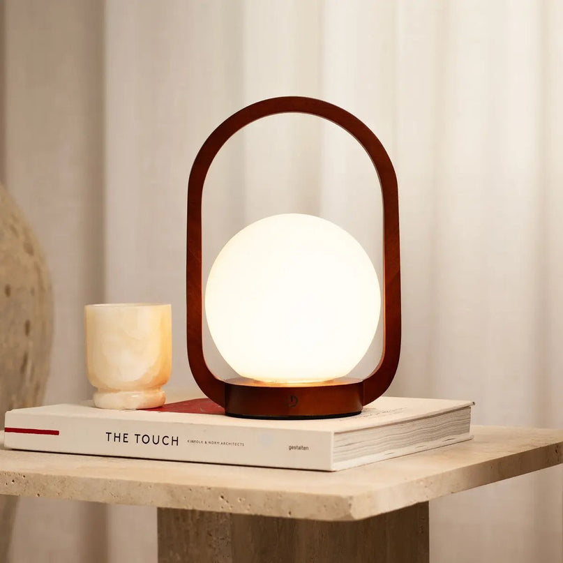 Skye kastanjebruine houten draadloze lamp | Oplaadbaar en dimbaar