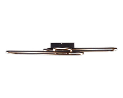 LED CCT -plafondlicht "Carlon" gemaakt van Matt Black Aluminium en Plastic, met geïntegreerde LED, 120 cm lang