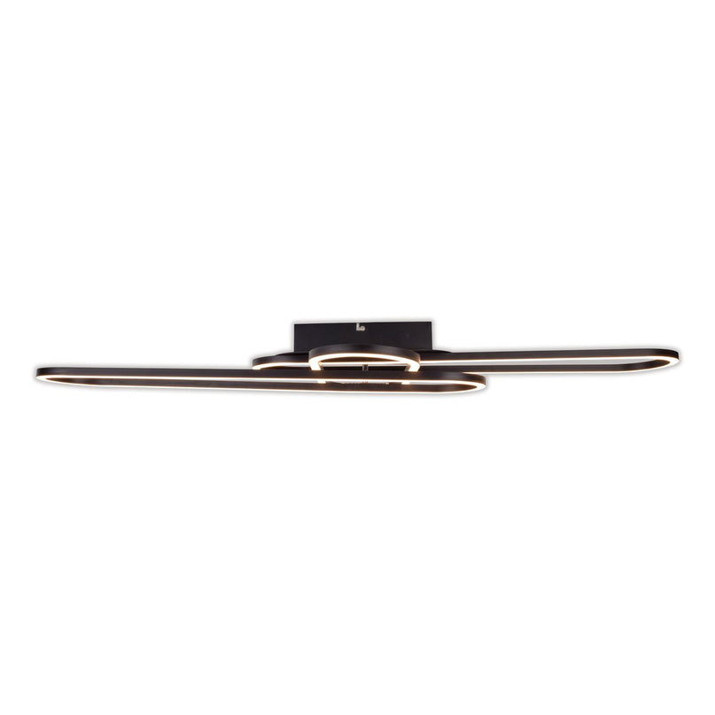 LED CCT -plafondlicht "Carlon" gemaakt van Matt Black Aluminium en Plastic, met geïntegreerde LED, 120 cm lang