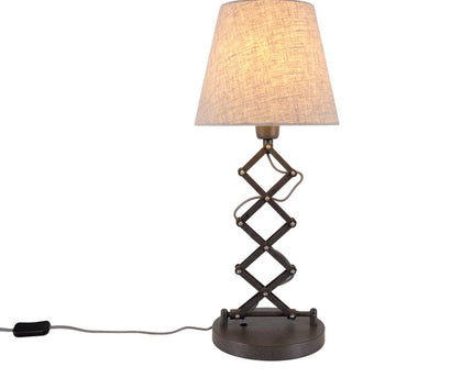Scarfish Lamp "Adrienne", lengte van 37-71 cm, gemaakt van bruin metaal met natuurlijk gekleurde textielparaplu's, E27-aansluiting, verlichting voor woonkamer, eetkamer of kantoor
